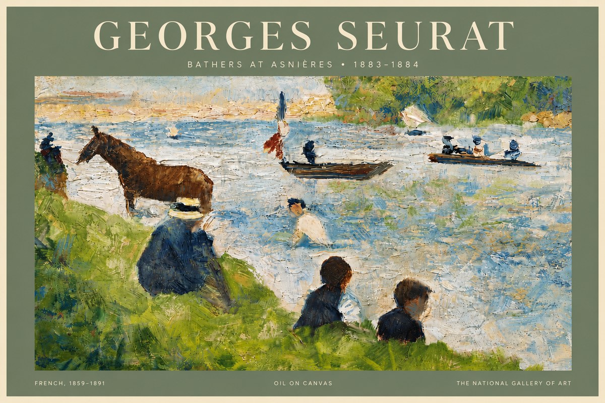 Seurat Bathers at Asnières II No6 - Affiche