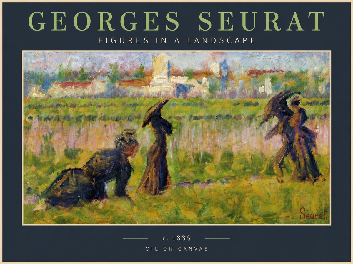Seurat Figures in a Landscape No5 - Affiche