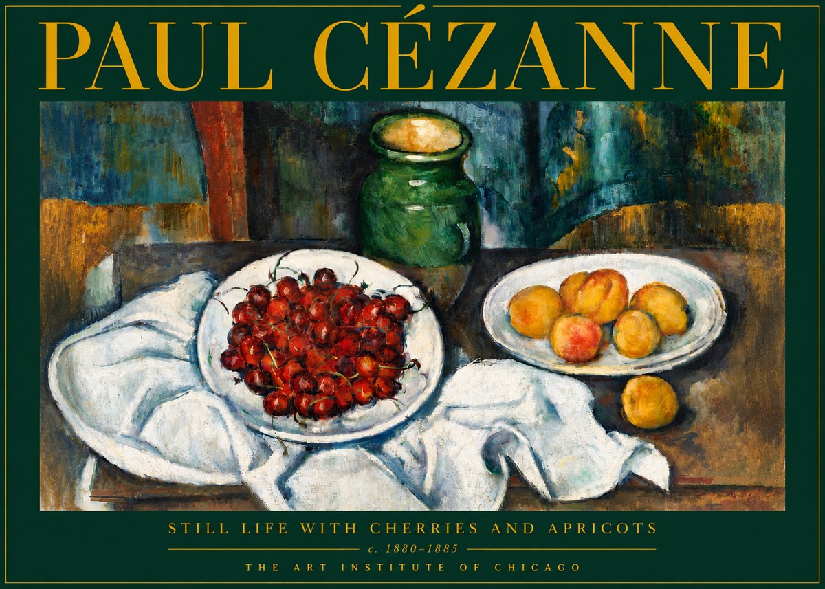 Paul Cézanne Still Life with Cherries and Apricots No5 - Affiche