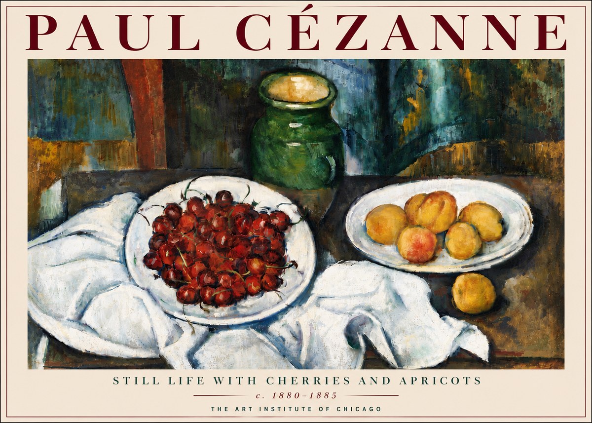 Paul Cézanne Still Life with Cherries and Apricots No6 - Affiche