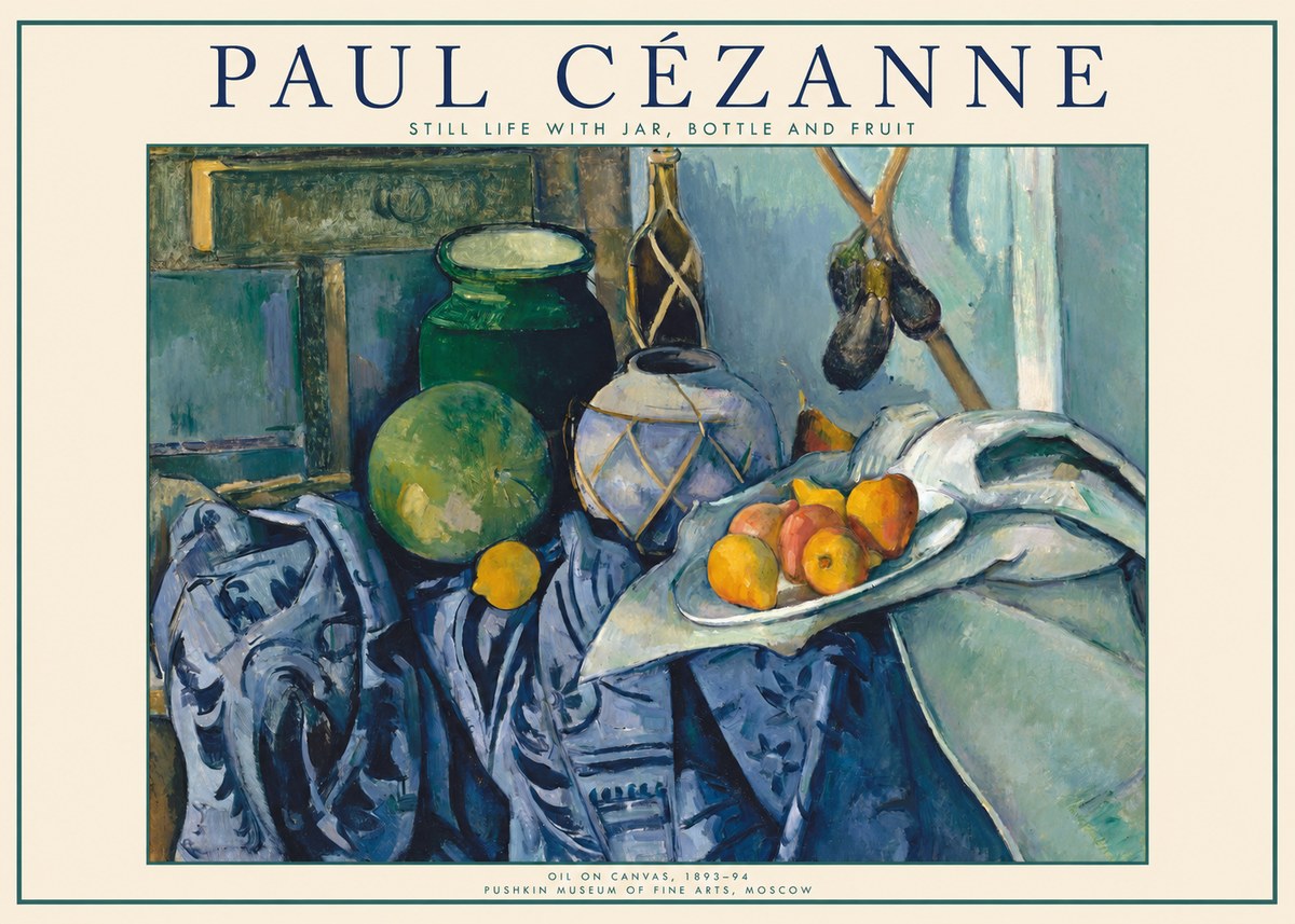 Paul Cézanne Still Life with Jar, Bottle and Fruit No1 - Affiche