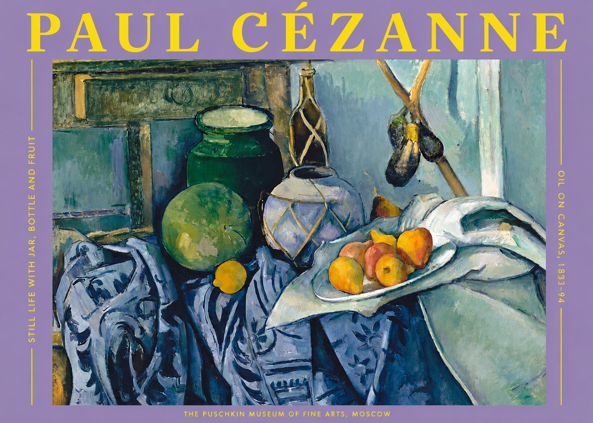 Paul Cézanne Still Life with Jar, Bottle and Fruit No2 - Affiche
