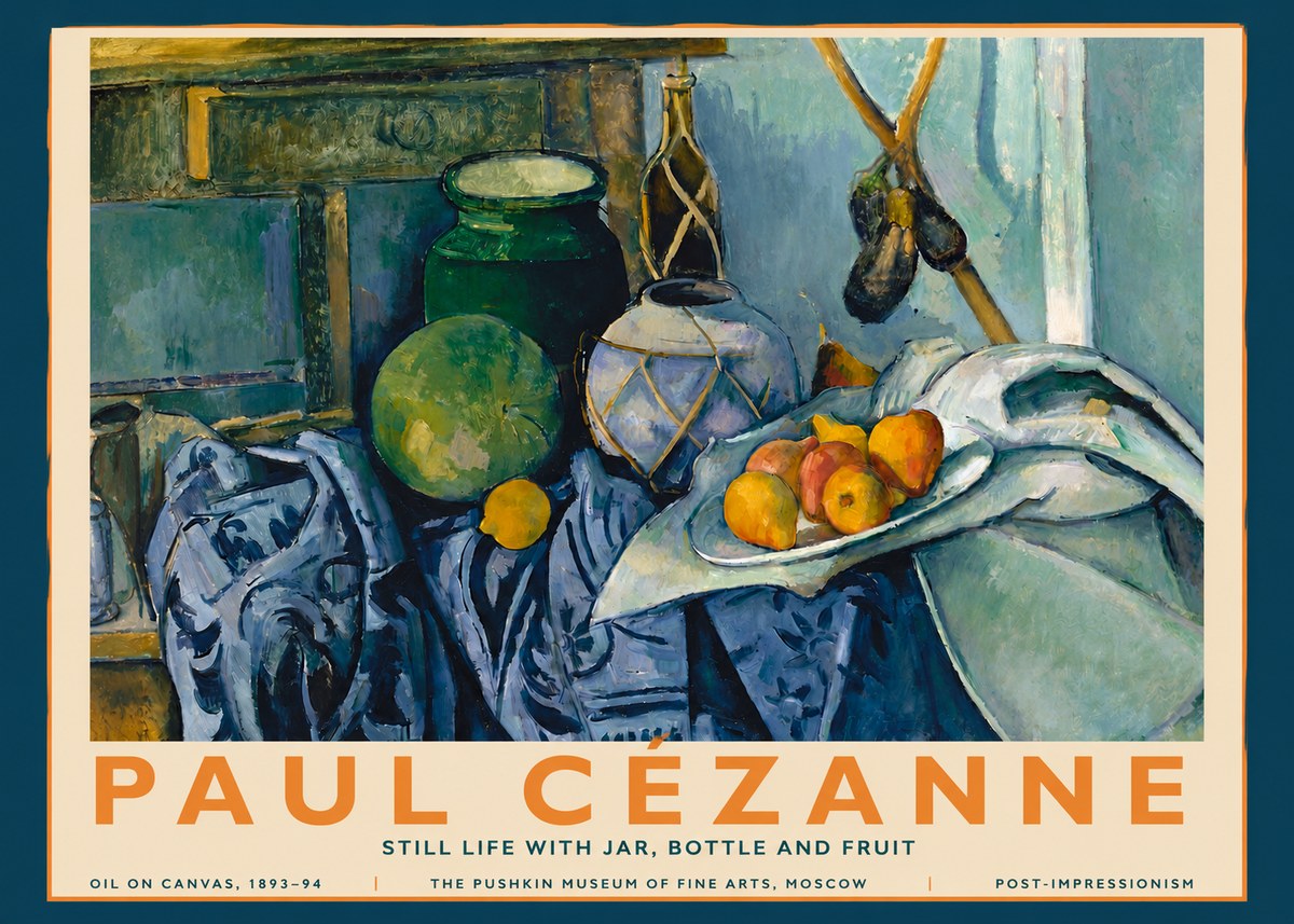 Paul Cézanne Still Life with Jar, Bottle and Fruit No3 - Affiche
