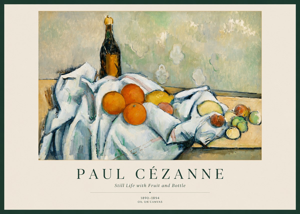 Paul Cézanne Still Life with Fruit and Bottle No1 - Affiche