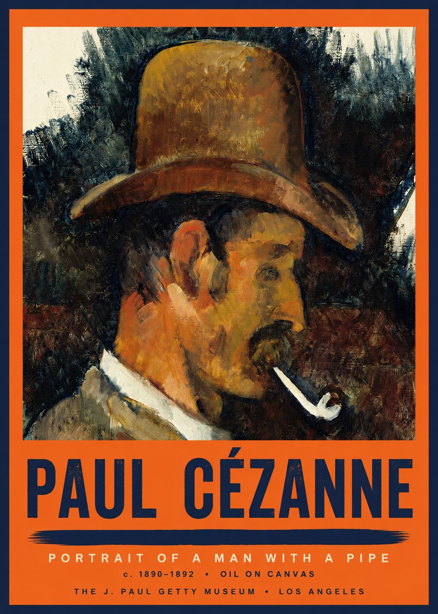 Paul Cézanne Portrait of a Man with a Pipe No2 - Affiche
