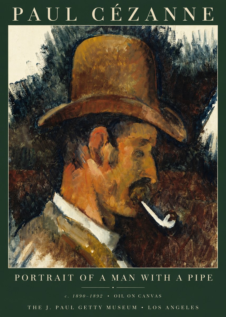Paul Cézanne Portrait of a Man with a Pipe No3 - Affiche