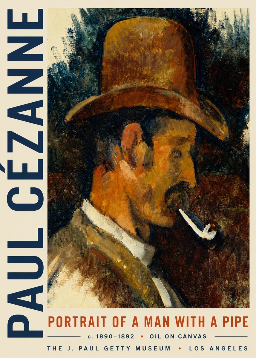 Paul Cézanne Portrait of a Man with a Pipe No4 - Affiche