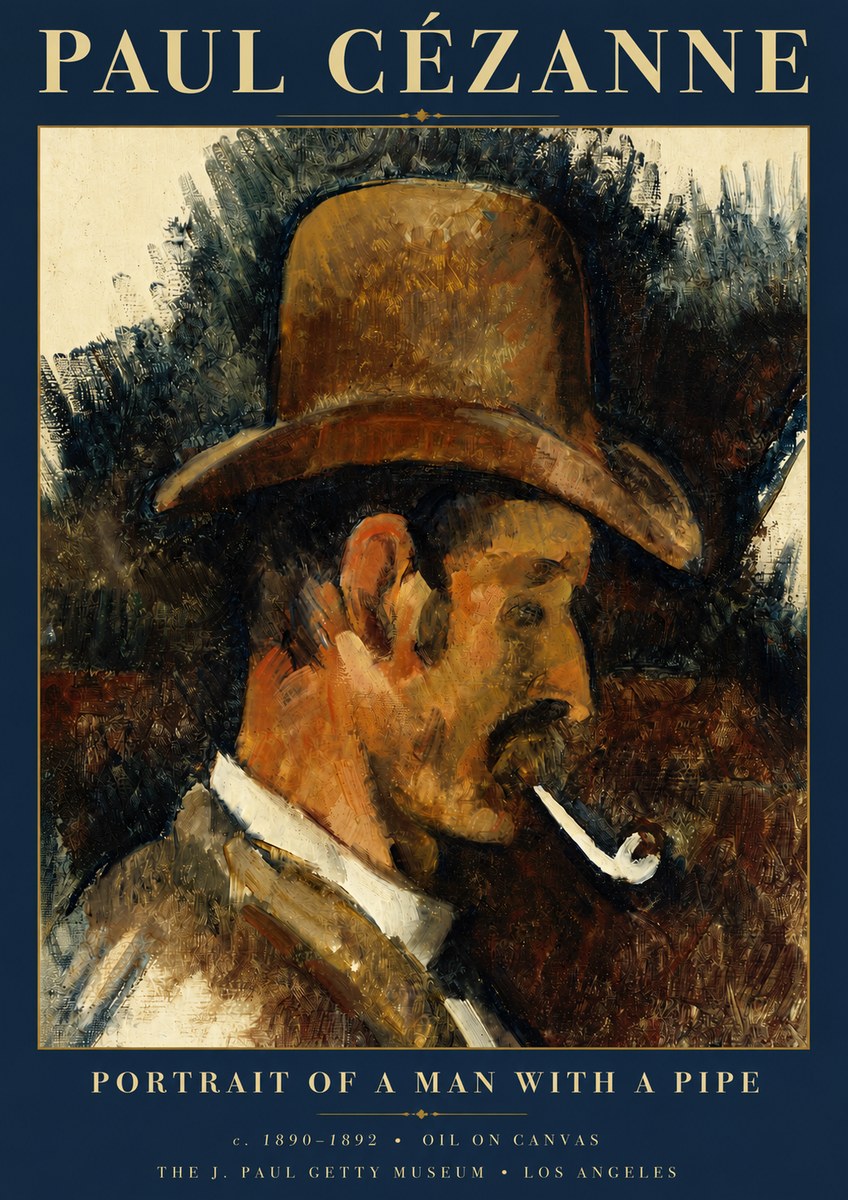 Paul Cézanne Portrait of a Man with a Pipe No5 - Affiche