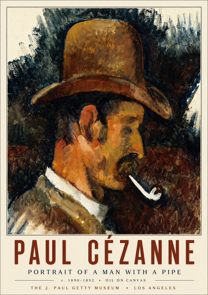 Paul Cézanne Portrait of a Man with a Pipe No6 - Affiche