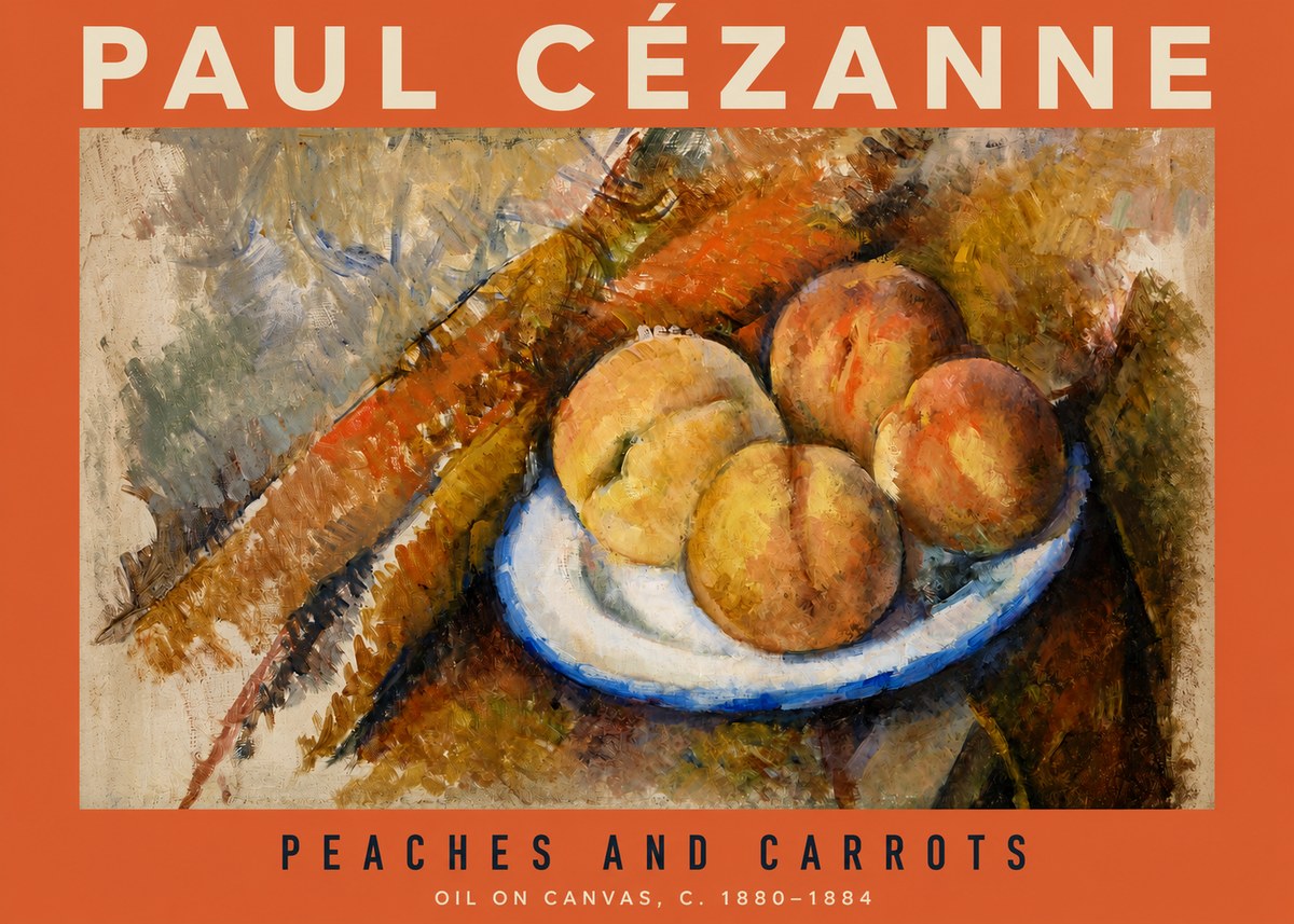 Paul Cézanne Peaches and Carrots No2 - Affiche