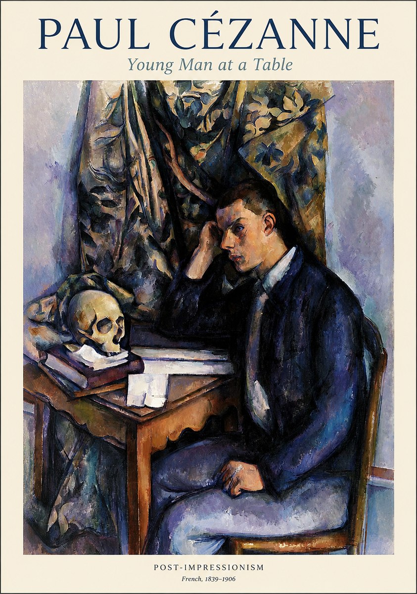 Paul Cézanne Young Man at a Table No1 - Affiche