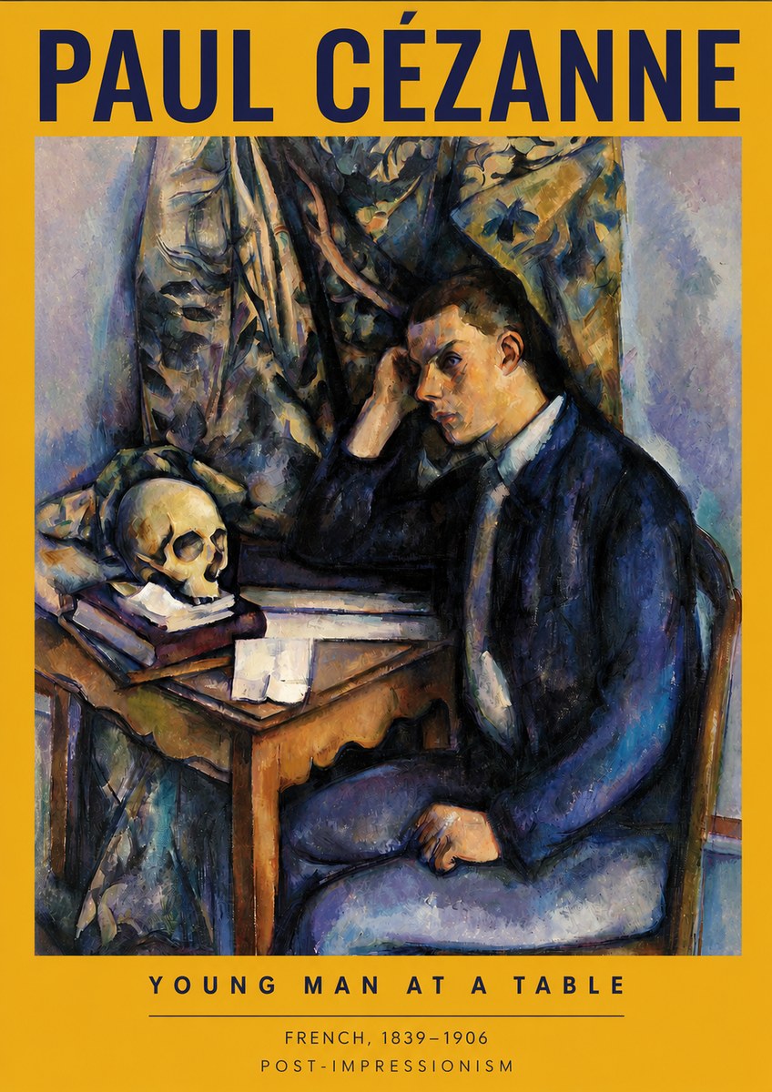 Paul Cézanne Young Man at a Table No2 - Affiche