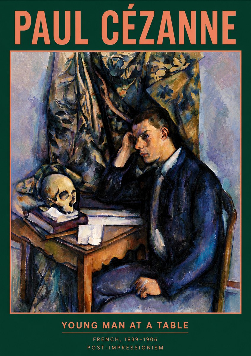 Paul Cézanne Young Man at a Table No4 - Affiche