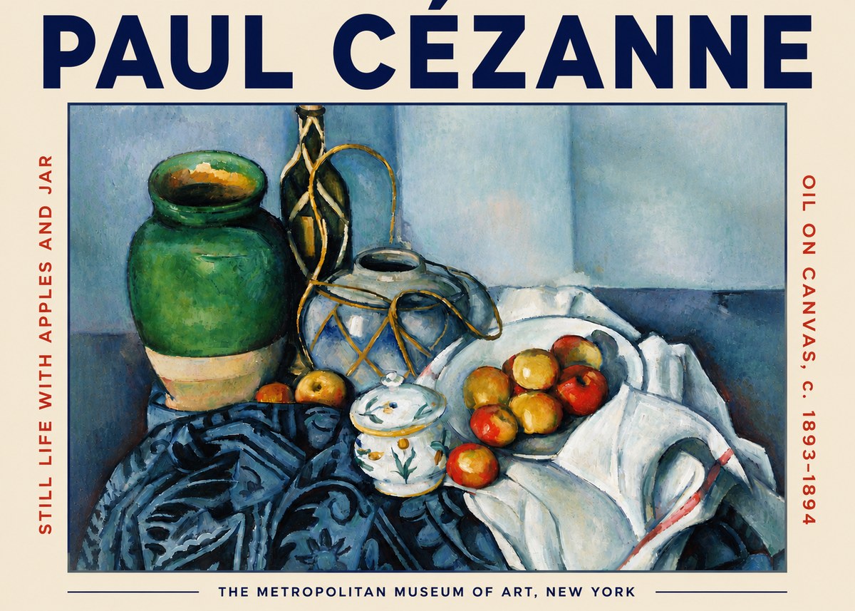 Paul Cézanne Still Life with Apples and Jar No4 - Affiche