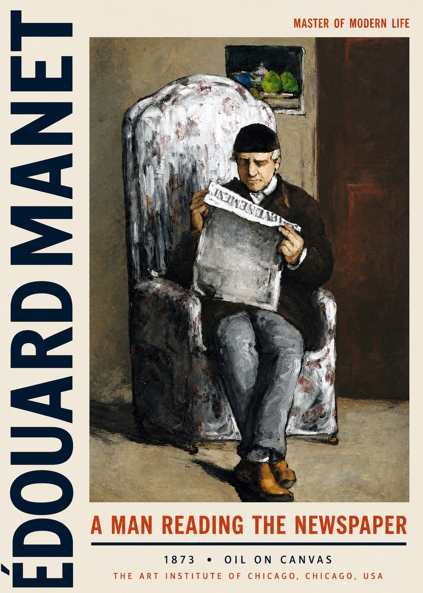 Édouard Manet A Man Reading the Newspaper No3 - Affiche