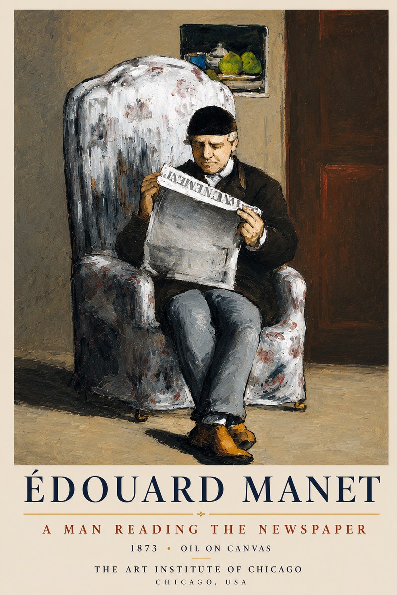 Édouard Manet A Man Reading the Newspaper No4 - Affiche