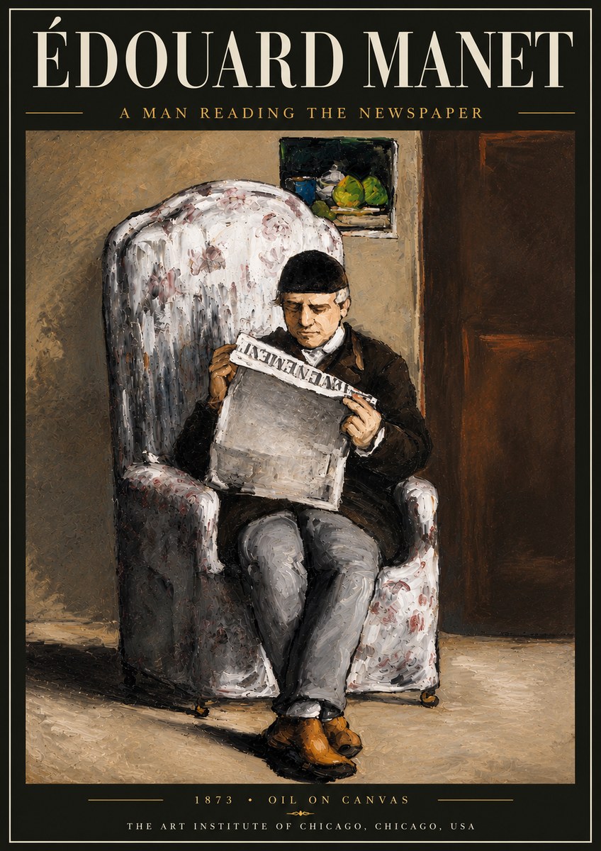 Édouard Manet A Man Reading the Newspaper No5 - Affiche