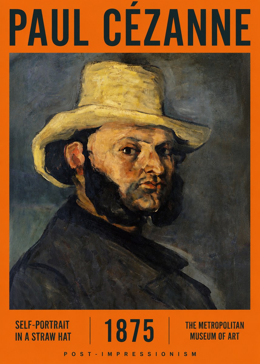 Paul Cézanne Self-portrait in a Straw Hat No2 - Affiche
