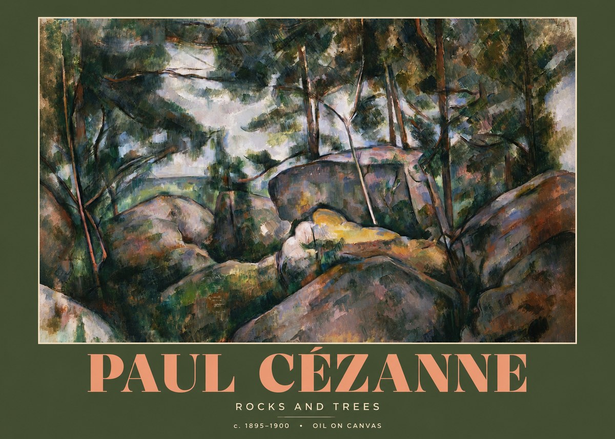 Paul Cézanne Rocks and Trees II No2 - Affiche
