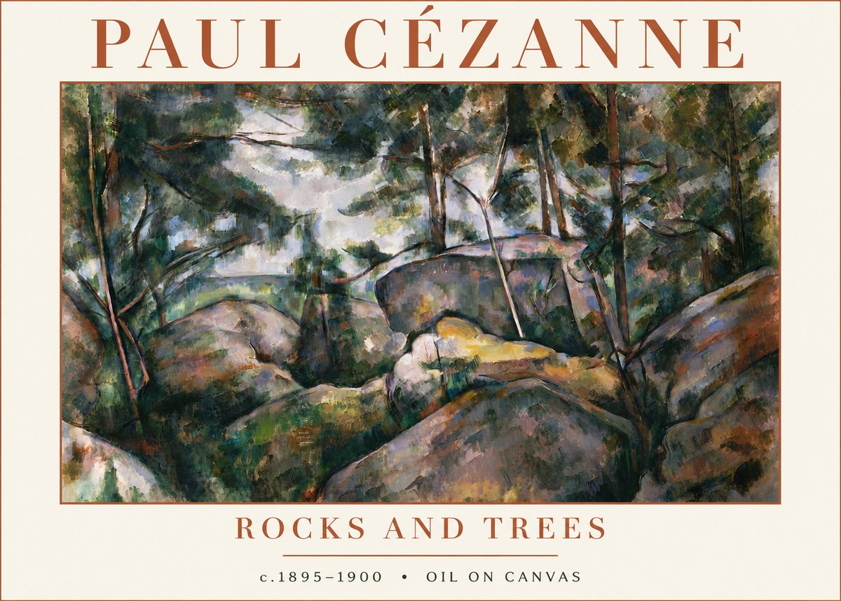 Paul Cézanne Rocks and Trees II No4 - Affiche