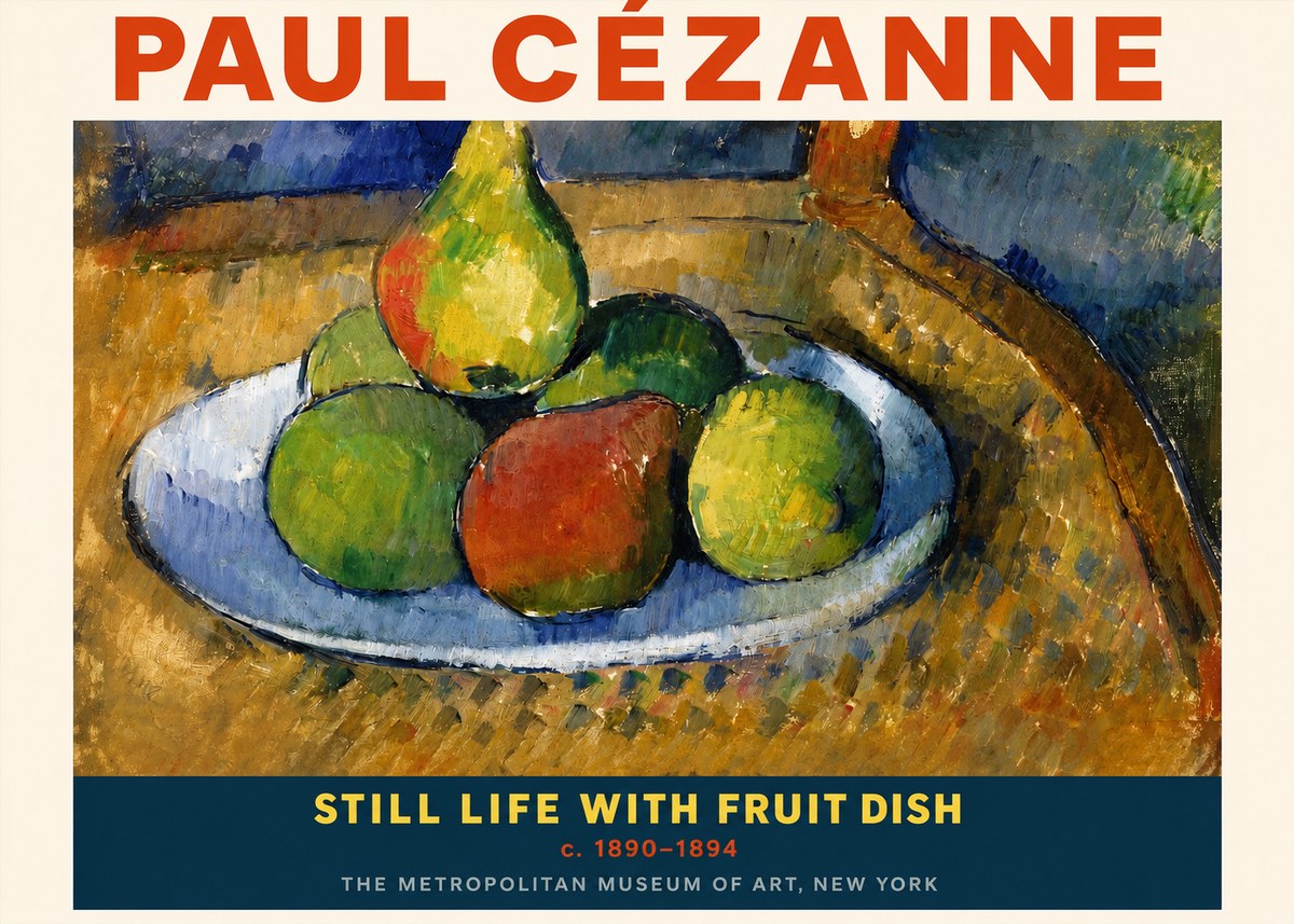 Paul Cézanne Still Life with Fruit Dish No2 - Affiche