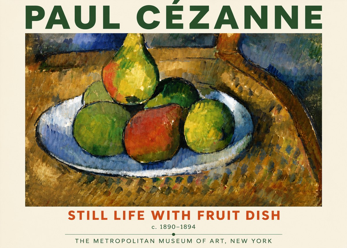 Paul Cézanne Still Life with Fruit Dish No4 - Affiche