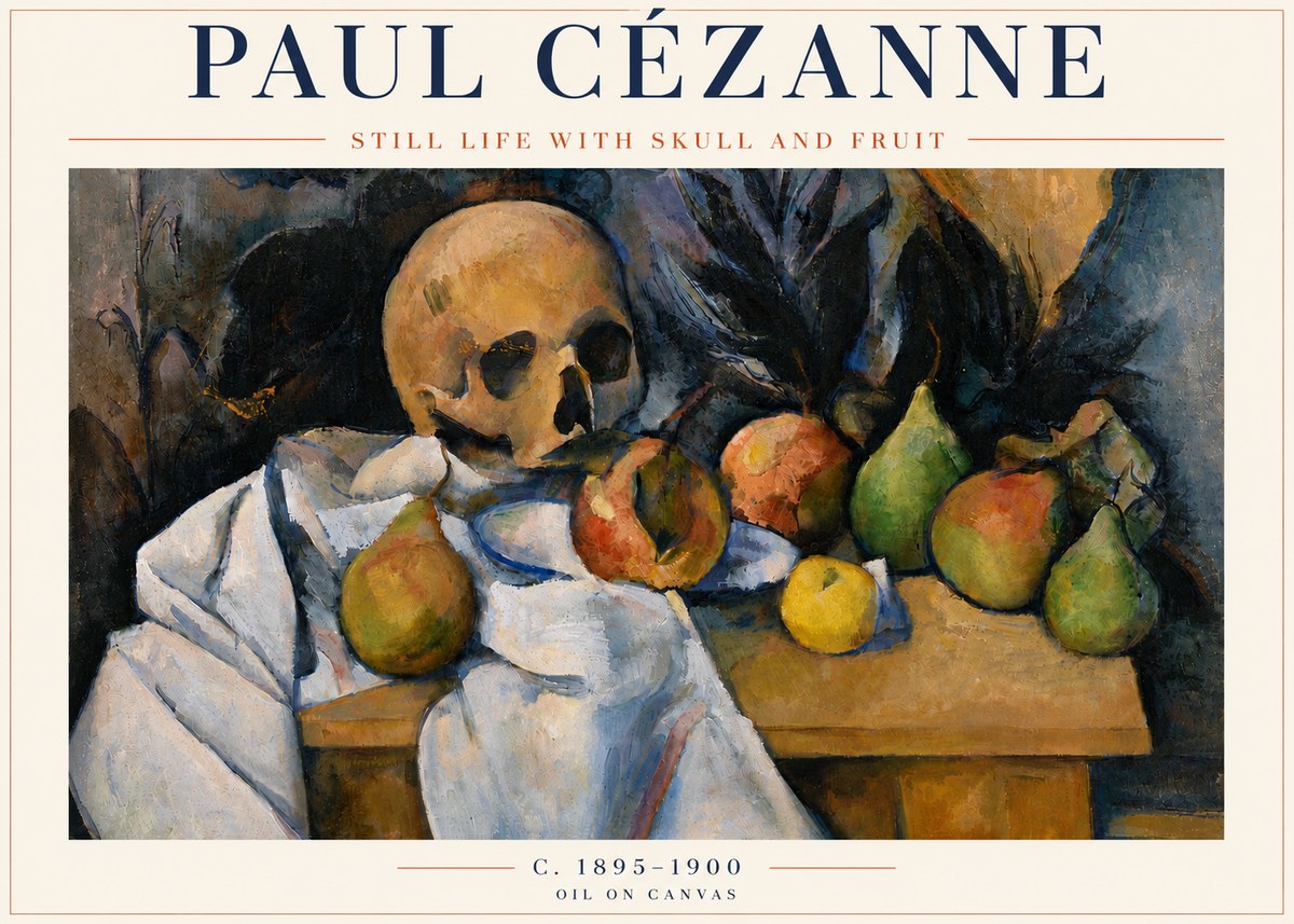 Paul Cézanne Still Life with Skull and Fruit No5 - Affiche