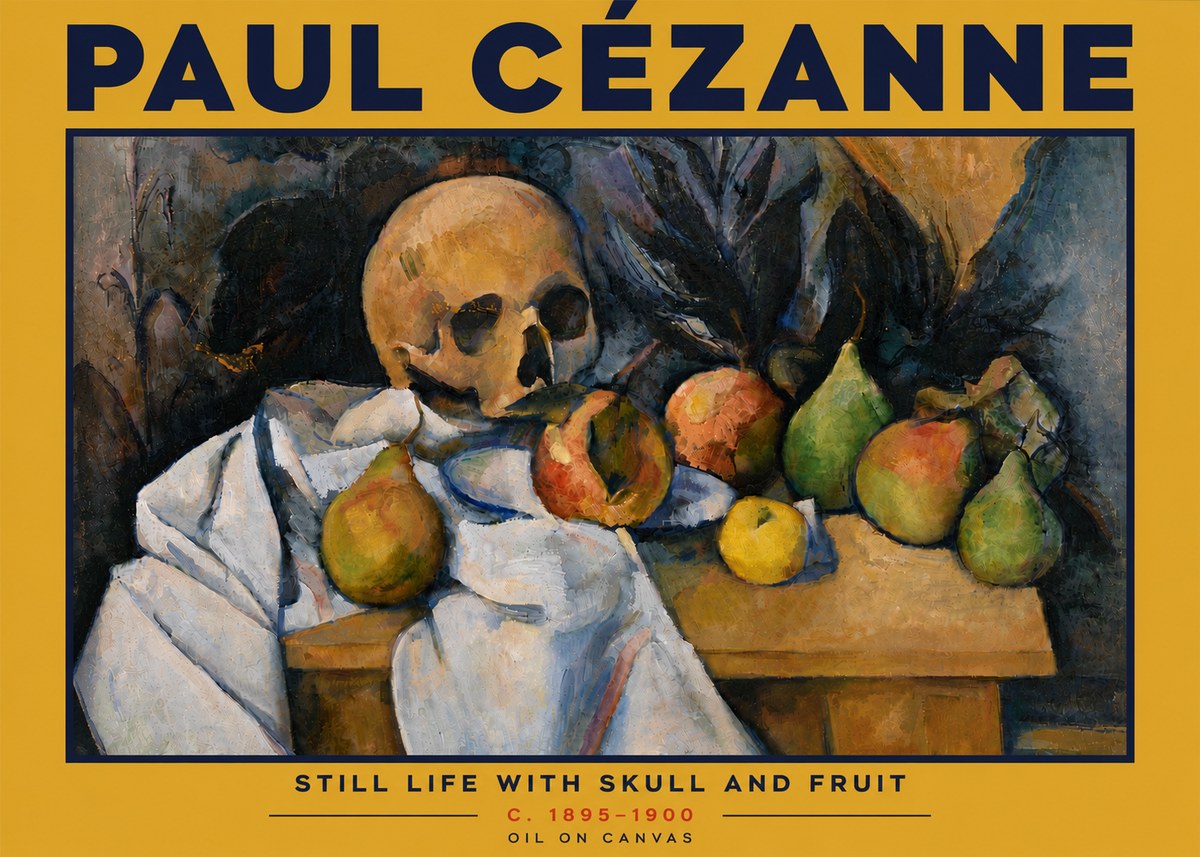 Paul Cézanne Still Life with Skull and Fruit No6 - Affiche