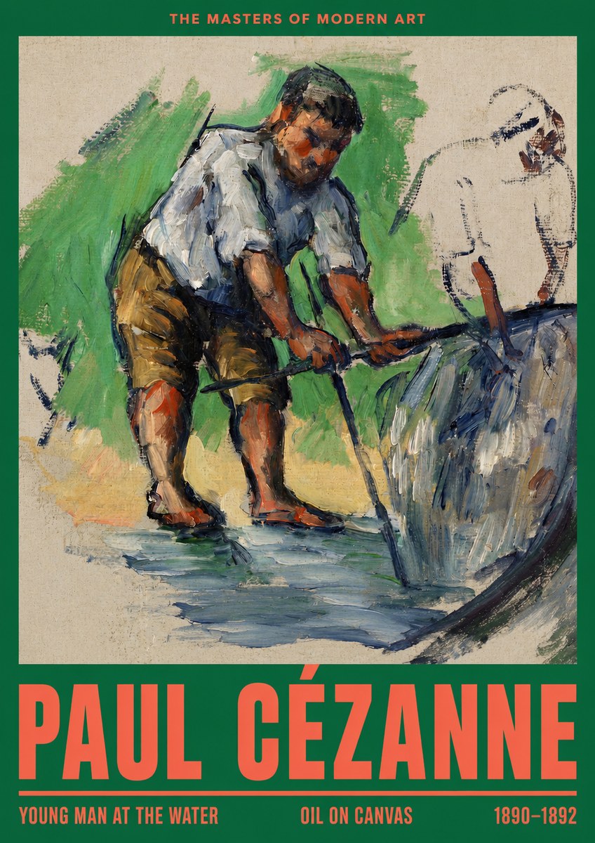 Paul Cézanne Young Man at the Water No2 - Affiche