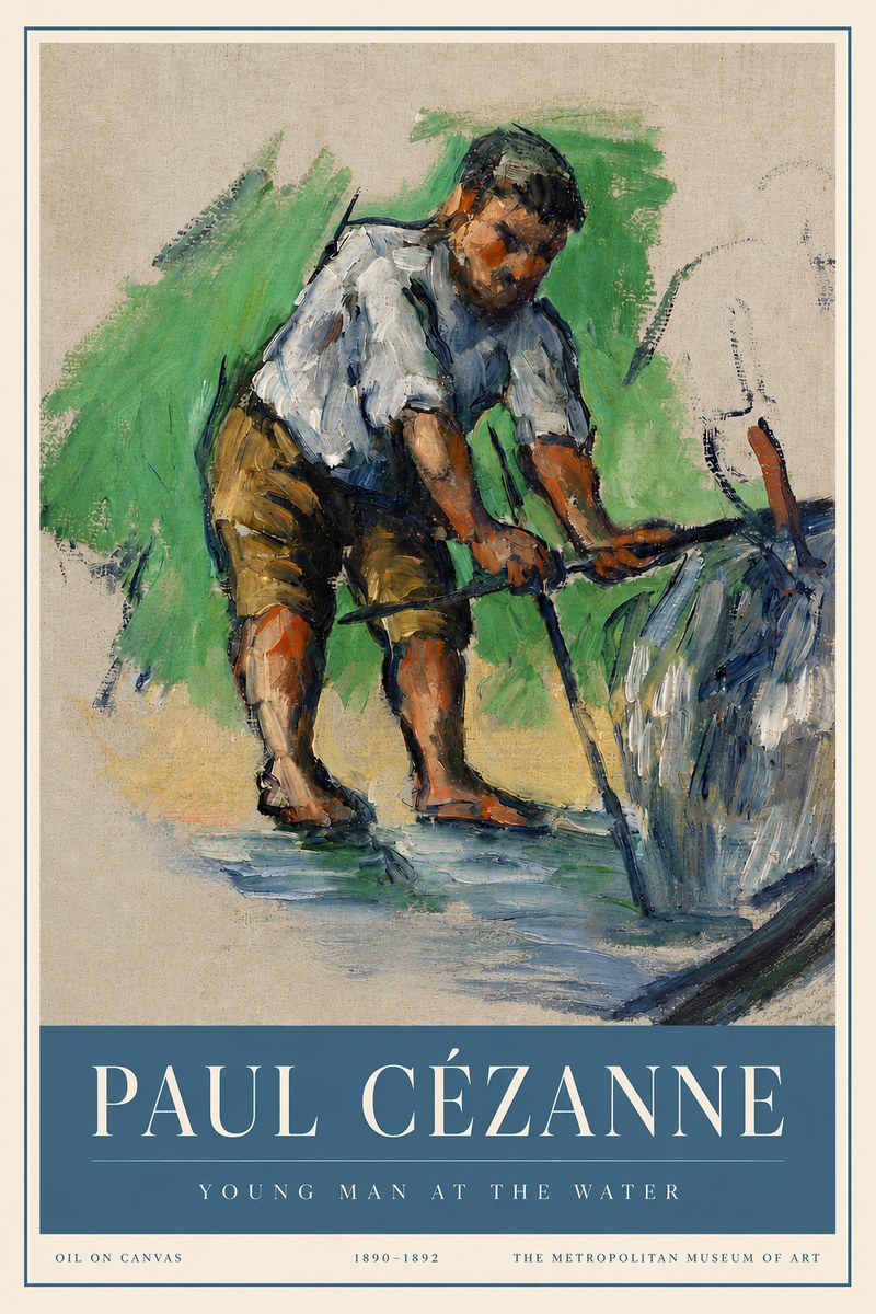 Paul Cézanne Young Man at the Water No3 - Affiche