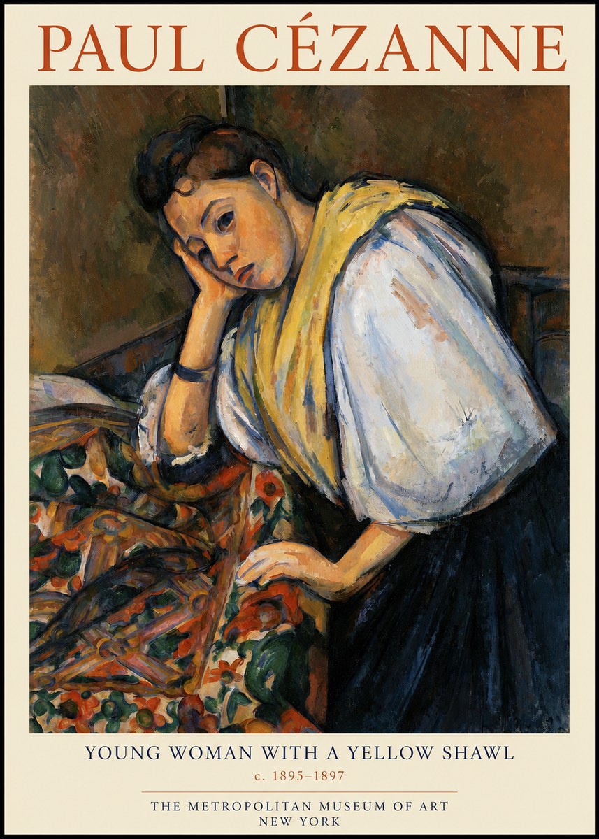 Paul Cézanne Young Woman with a Yellow Shawl No1 - Affiche