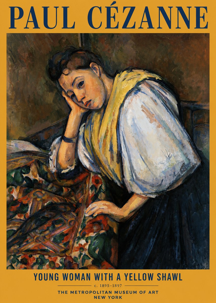 Paul Cézanne Young Woman with a Yellow Shawl No2 - Affiche