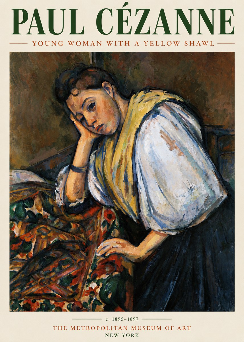 Paul Cézanne Young Woman with a Yellow Shawl No3 - Affiche