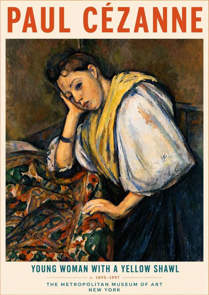 Paul Cézanne Young Woman with a Yellow Shawl No5 - Affiche