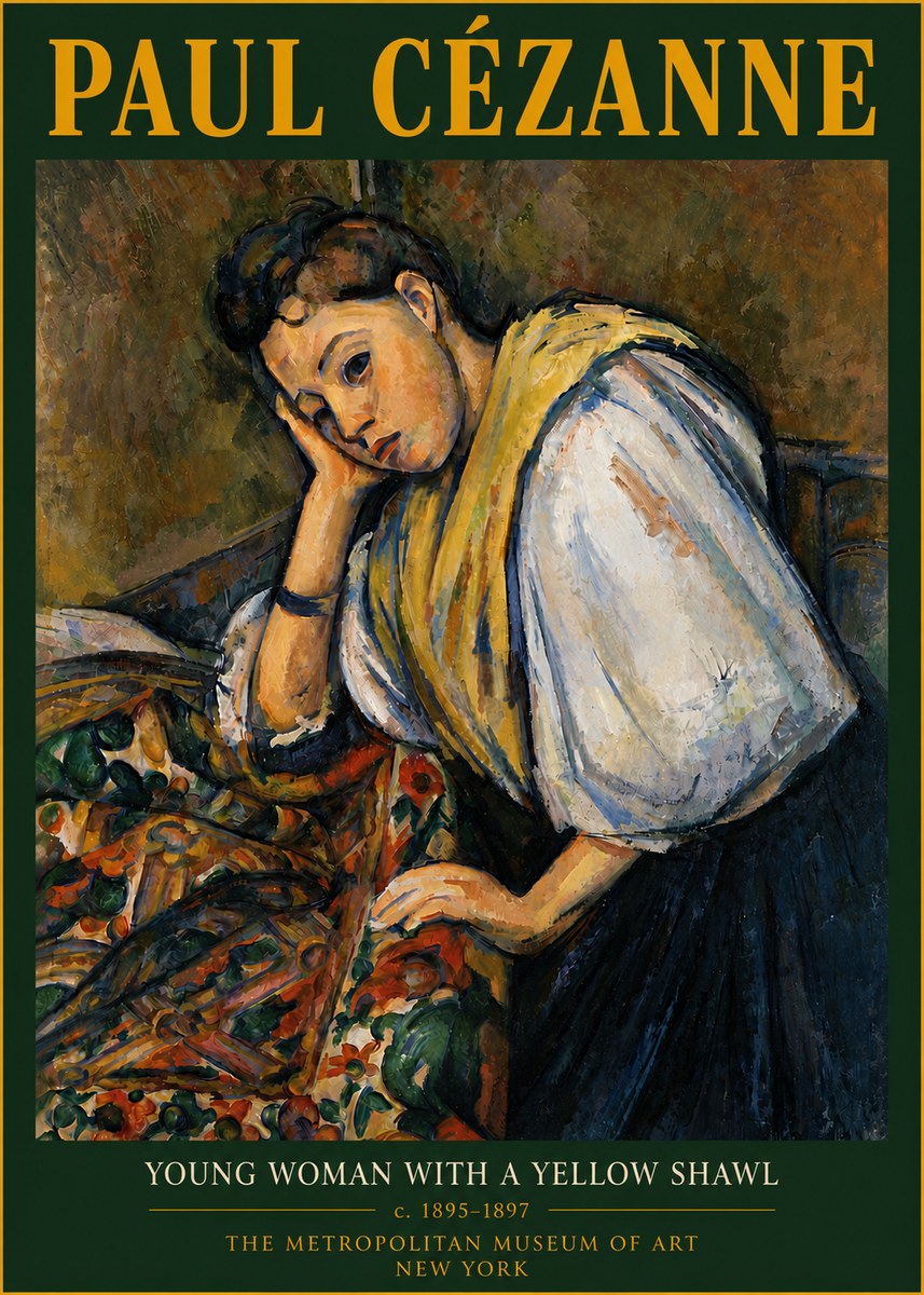 Paul Cézanne Young Woman with a Yellow Shawl No6 - Affiche