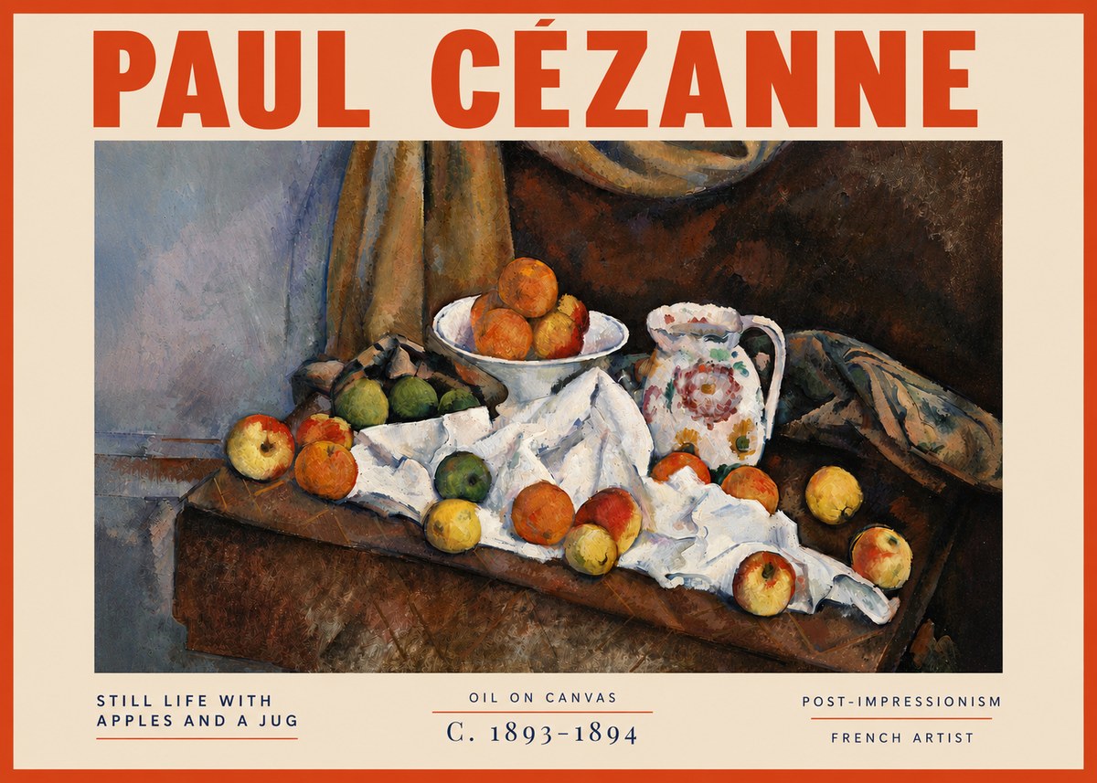 Paul Cézanne Still Life with Apples and a Jug No5 - Affiche