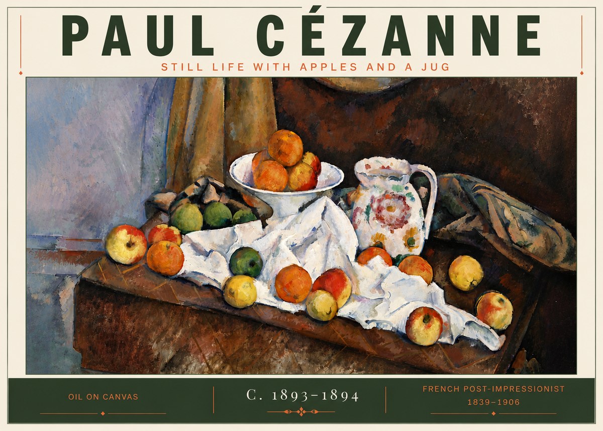 Paul Cézanne Still Life with Apples and a Jug No6 - Affiche