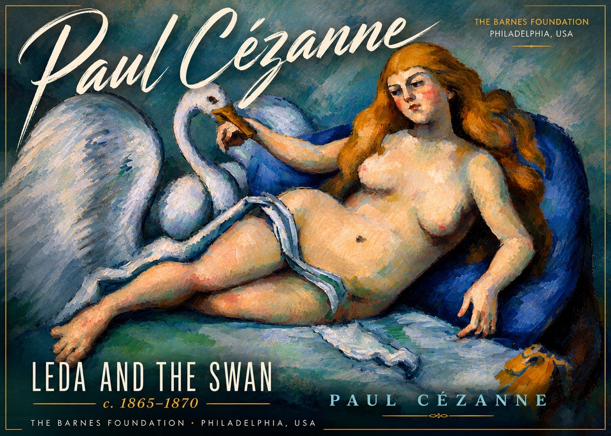 Paul Cézanne Leda and the Swan No6 - Affiche