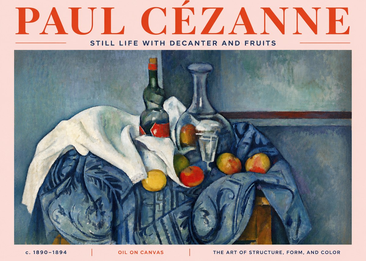 Paul Cézanne Still Life with Decanter and Fruits No4 - Affiche