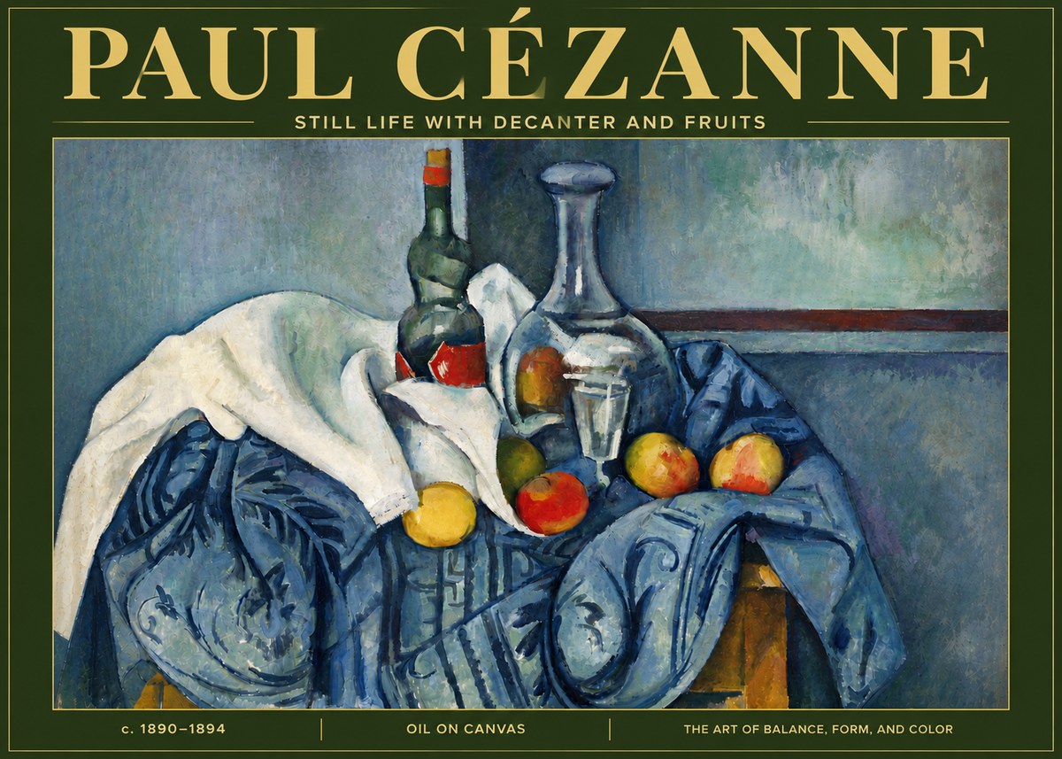 Paul Cézanne Still Life with Decanter and Fruits No5 - Affiche