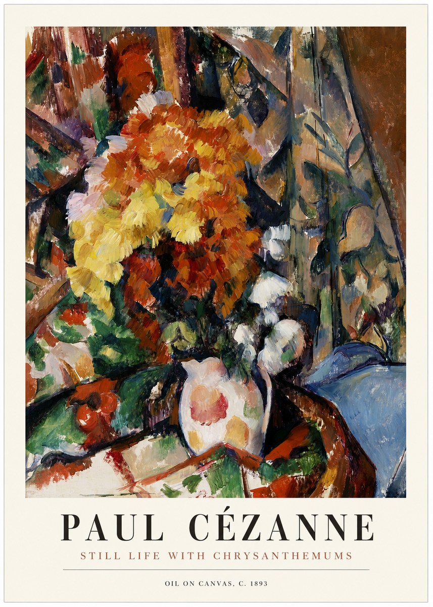 Paul Cézanne Still Life with Chrysanthemums No1 - Affiche