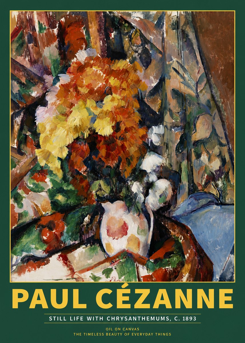 Paul Cézanne Still Life with Chrysanthemums No2 - Affiche