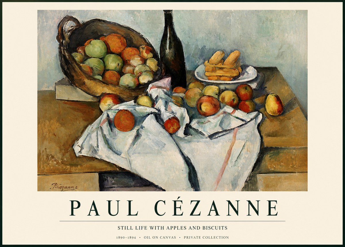 Paul Cézanne Still Life with Apples and Biscuits No1 - Affiche