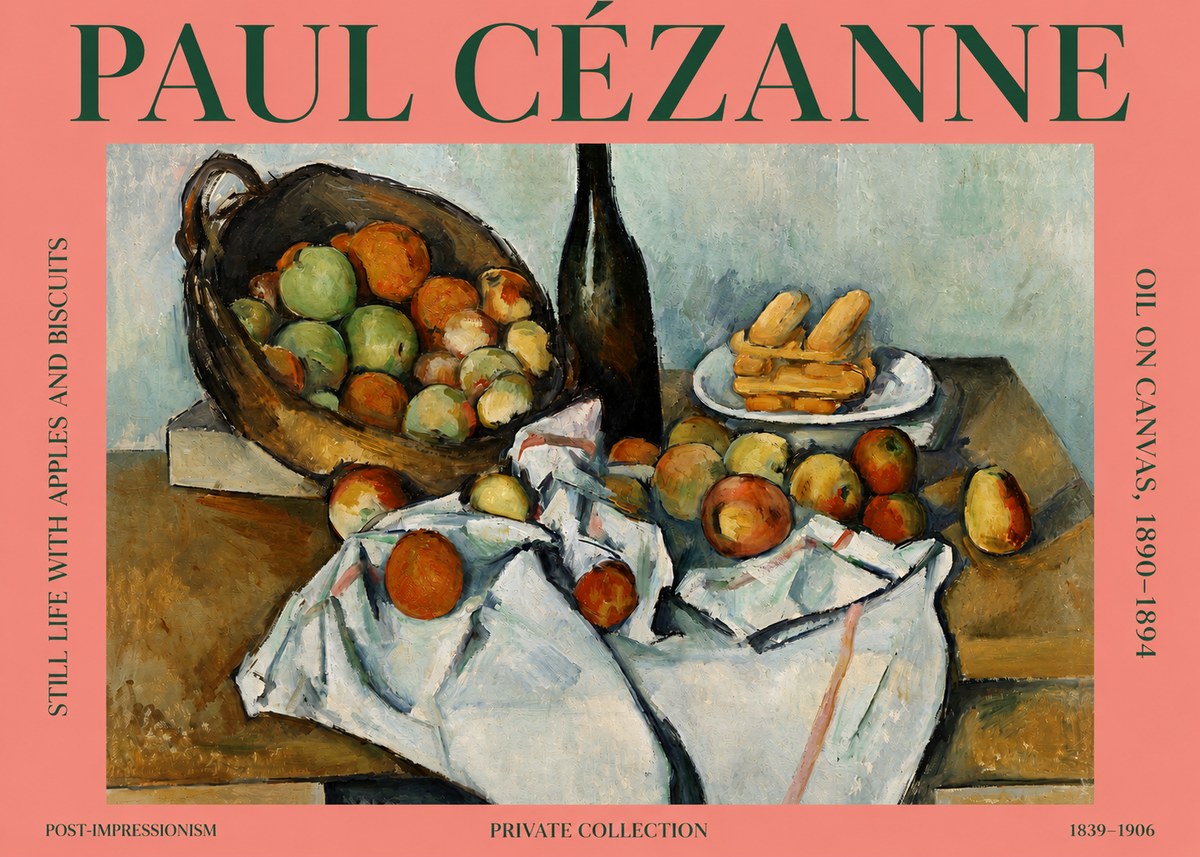 Paul Cézanne Still Life with Apples and Biscuits No3 - Affiche