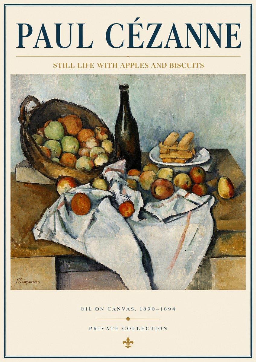 Paul Cézanne Still Life with Apples and Biscuits No4 - Affiche