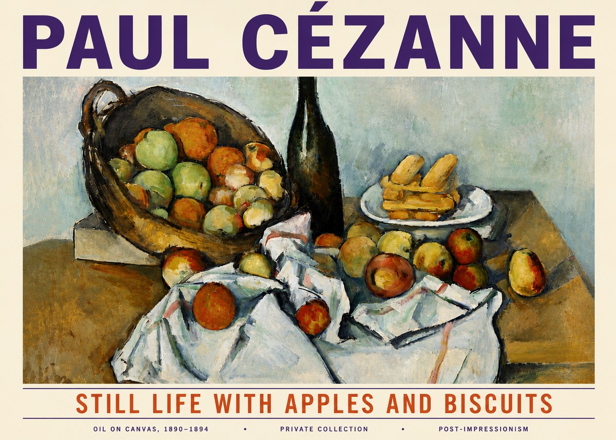 Paul Cézanne Still Life with Apples and Biscuits No6 - Affiche