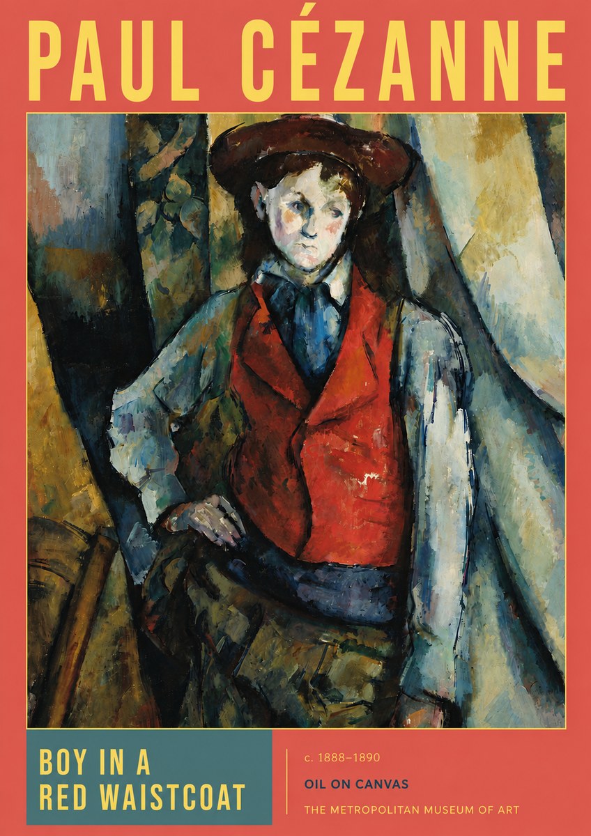 Paul Cézanne Boy in a Red Waistcoat No4 - Affiche
