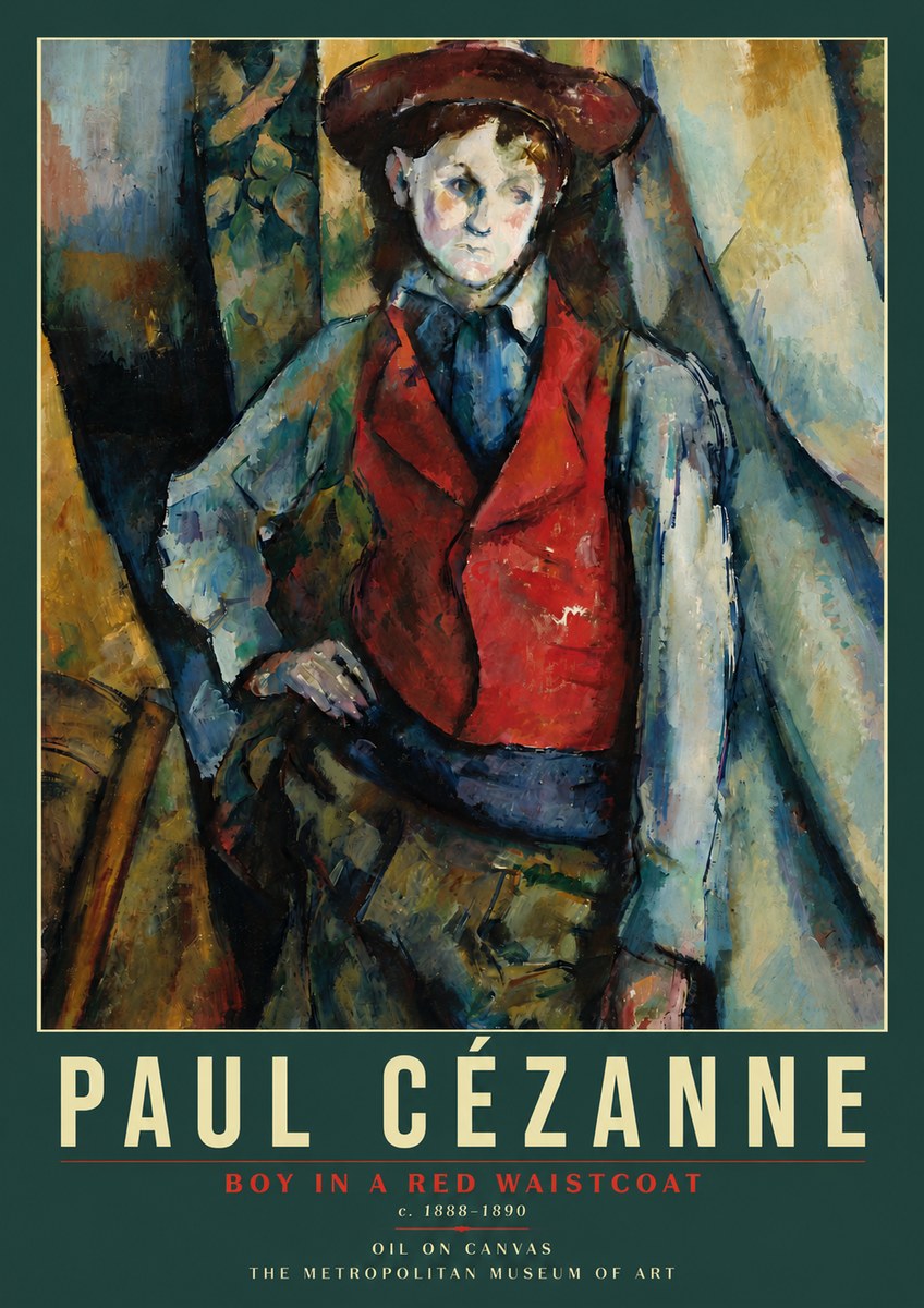 Paul Cézanne Boy in a Red Waistcoat No5 - Affiche