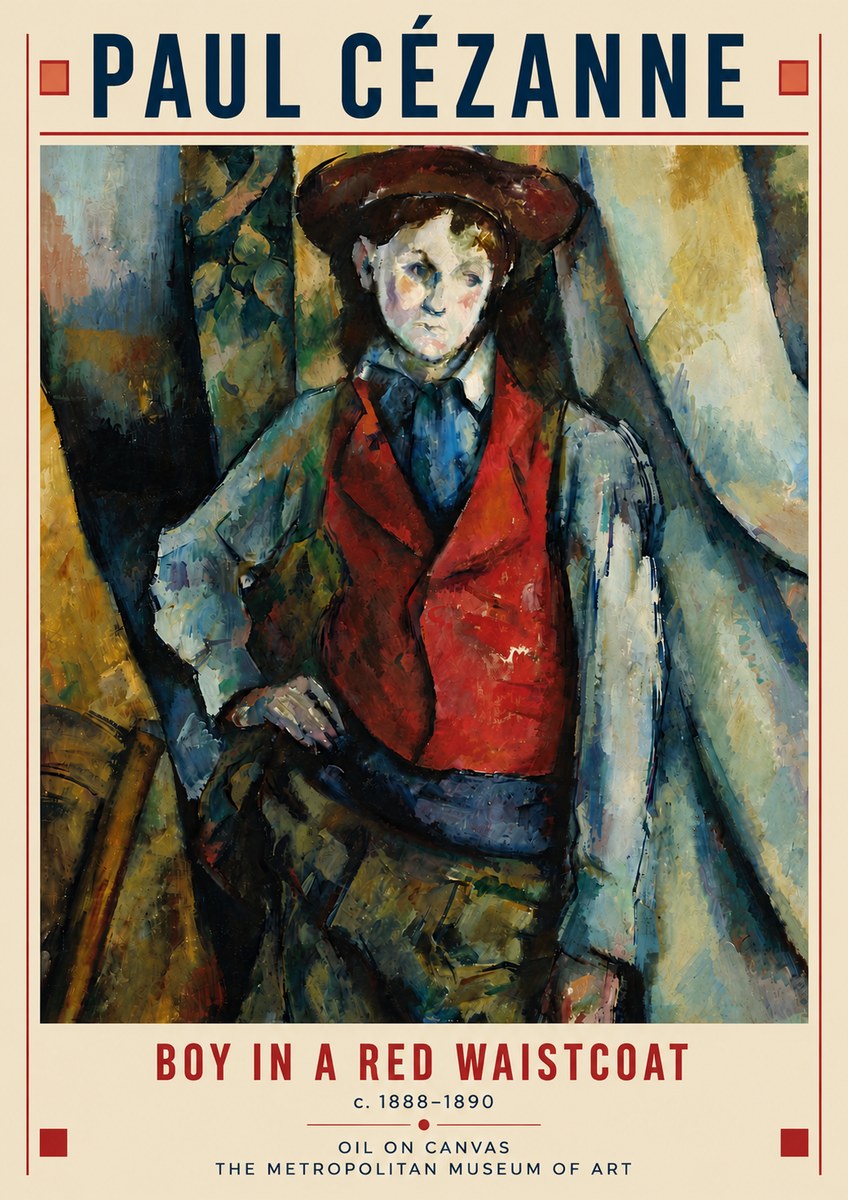 Paul Cézanne Boy in a Red Waistcoat No6 - Affiche