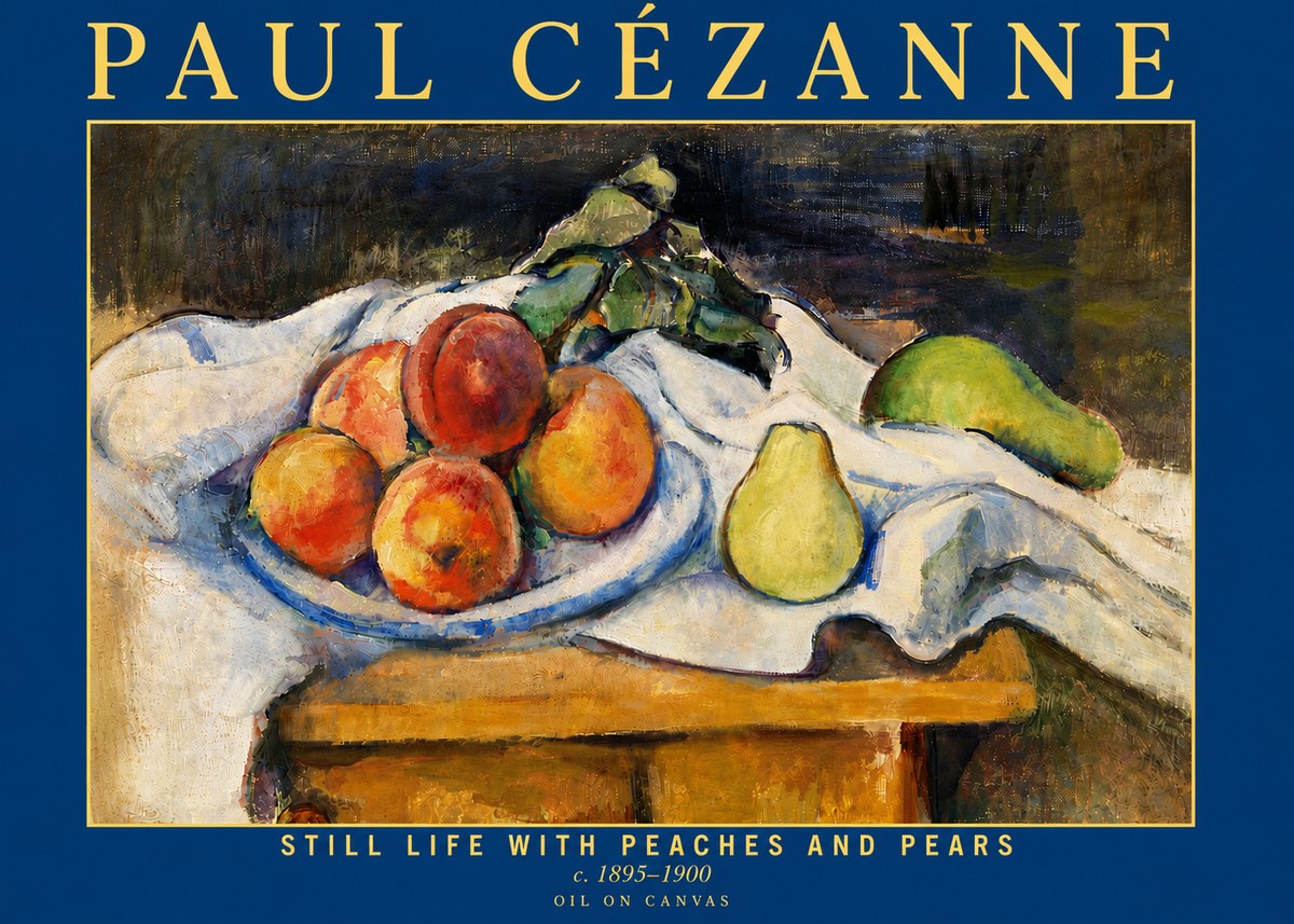 Paul Cézanne Still Life with Peaches and Pears No6 - Affiche
